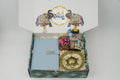 "Personalized Diwali Gift Hamper 4.0-BLUE✨ Metal Flip Diary, Kacchua with Glass Plate Lucky Charm, Peacock Tea Light Candle, Shubh Labh Latkan, Almond Jar & Designer Box | Festive Gift Hamper 🎁