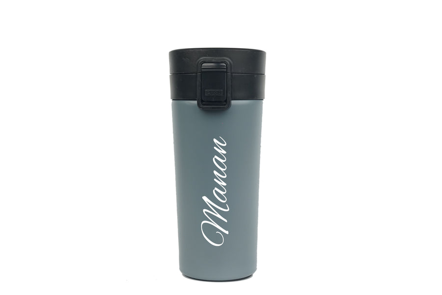 Personalized Stainless Steel Travel Mug-Grey