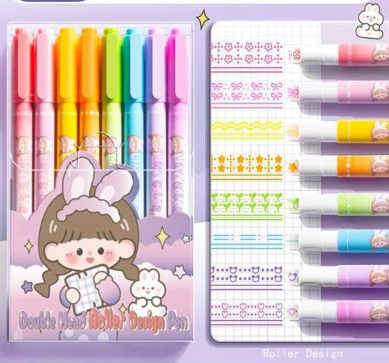Double Head Roller Design Pen ( 8 Pieces )