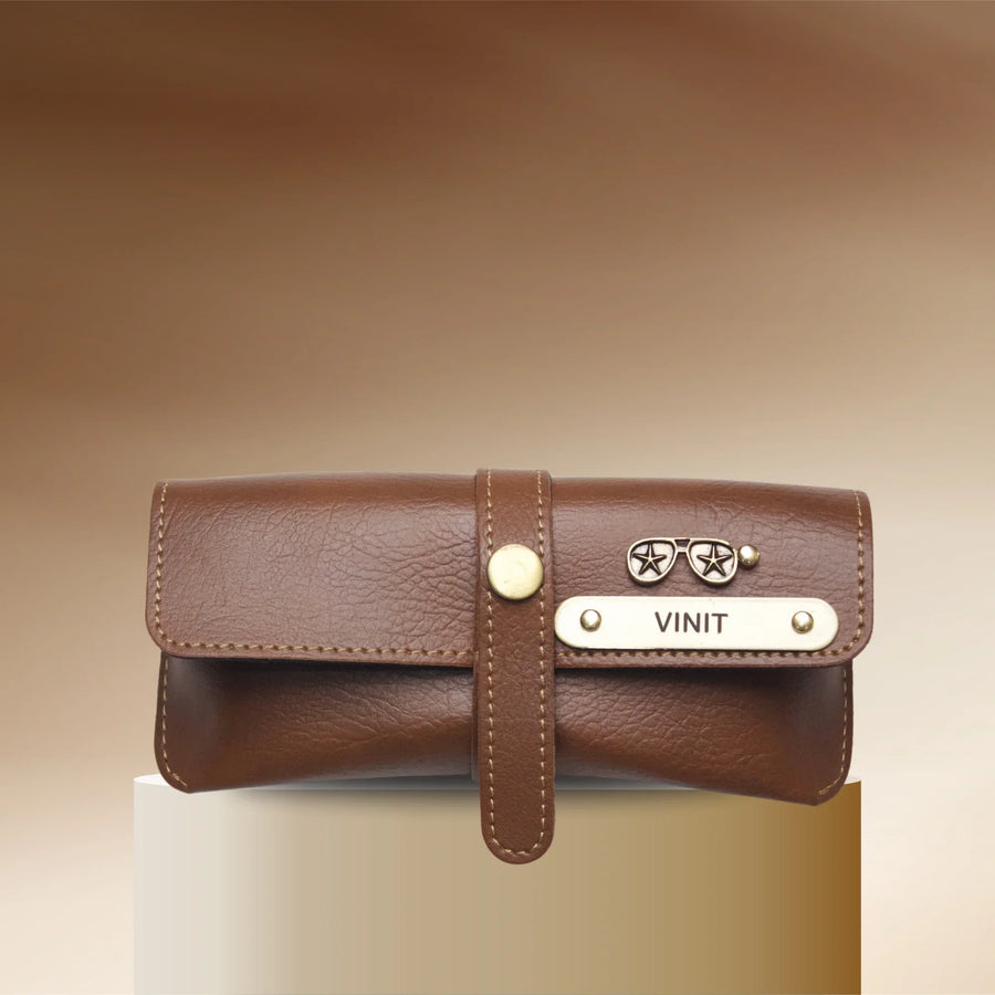 Personalized Nexon Leather Eyewear Case 1.0 - Brown
