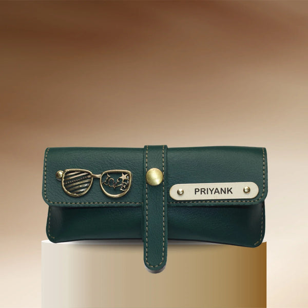 Personalized Nexon Leather Eyewear Case 1.0 - Olive Green