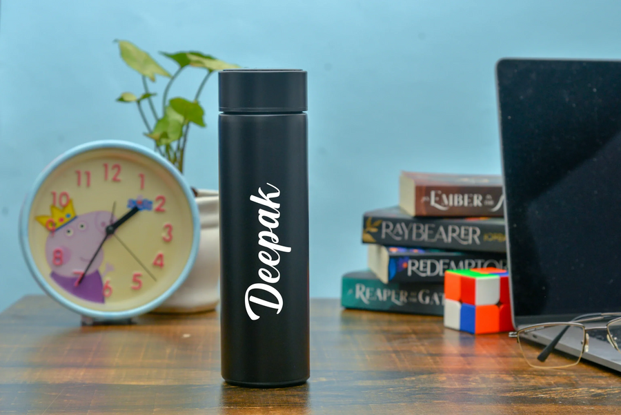 Customized Bottle with Temperature display - Black