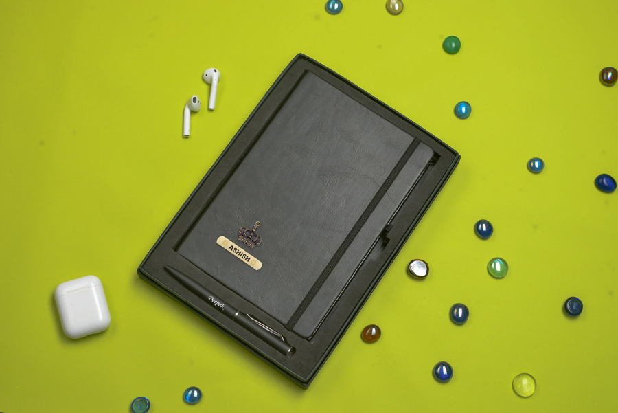 Classy Hardcover Diary + Classic Metal Pen - Black