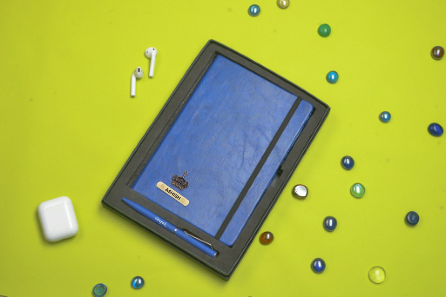 Classy Hardcover Diary + Classic Metal Pen - Blue