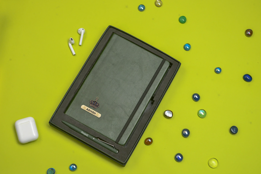 Classy Hardcover Diary + Classic Metal Pen - Green