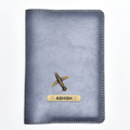 Classy Leather Customised Passport Cover with Charm  (Grey)