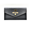 Classy Leather Customized Minimal Clutch with Charm (Black)