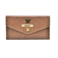 Classy Leather Customized Minimal Clutch with Charm (Brown)