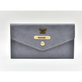 Classy Leather Customized Minimal Clutch with Charm (Grey)