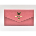 Classy Leather Customized Minimal Clutch with Charm (Peach)