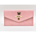 Classy Leather Customized Minimal Clutch with Charm (Pink)