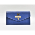 Classy Leather Customized Minimal Clutch with Charm (Royal Blue)