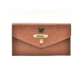 Classy Leather Customized Minimal Clutch with Charm (Tan)