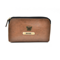 Classy Leather Customized Mutlipurpose Large Travel/Vanity/Make-up Pouch (Brown)