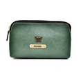 Classy Leather Customized Mutlipurpose Large Travel/Vanity/Make - up Pouch (Olive Green)