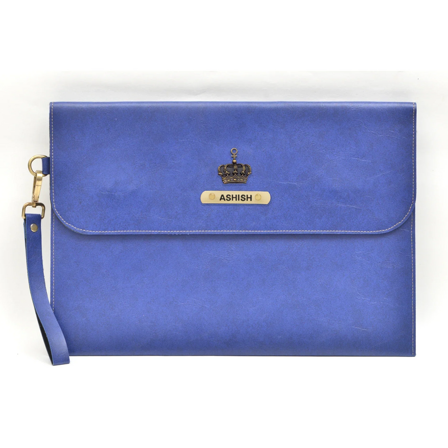 Classy Leather Customized Laptop or Macbook bag/ Sleeve  13.5 inches - Royal Blue