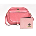 Classy Leather Customized Chain Sling Bag + Men's Wallet (Women's Combo) (Peach Light Pink)