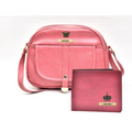 Classy Leather Customized Chain Sling Bag + Men's Wallet (Women's Combo) (Peach Maroon)
