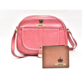 Classy Leather Customized Chain Sling Bag + Men's Wallet (Women's Combo) (Peach Tan)