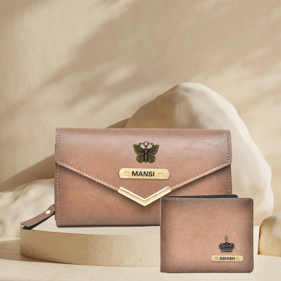 Classy Lady Wallet + Classy Men's Wallet | Couple Gifts - Brown