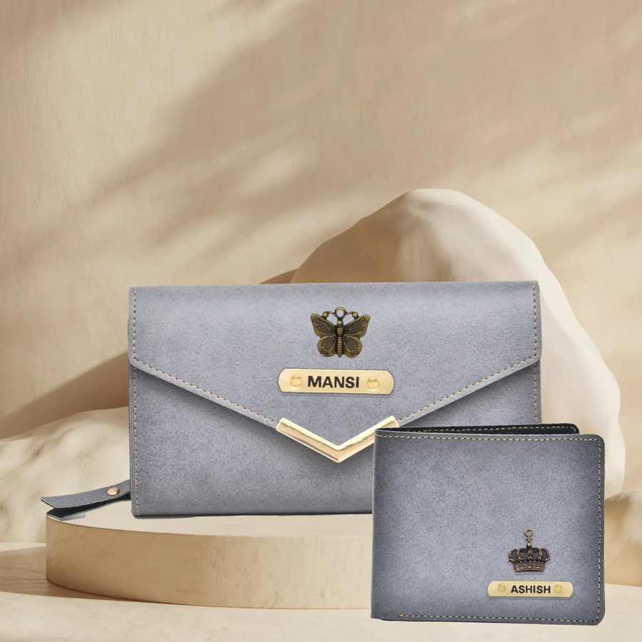 Classy Lady Wallet + Classy Men's Wallet | Couple Gifts - Grey
