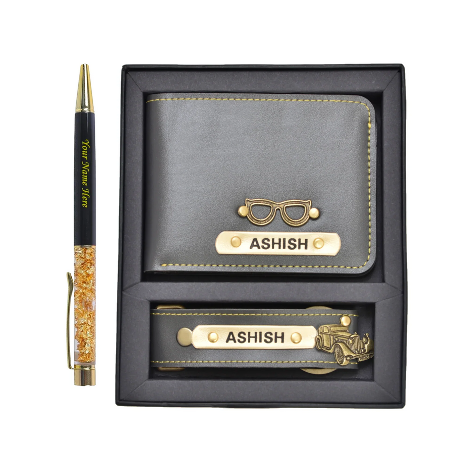 Personalized Pen & Men's Combo (2 pcs) - Grey