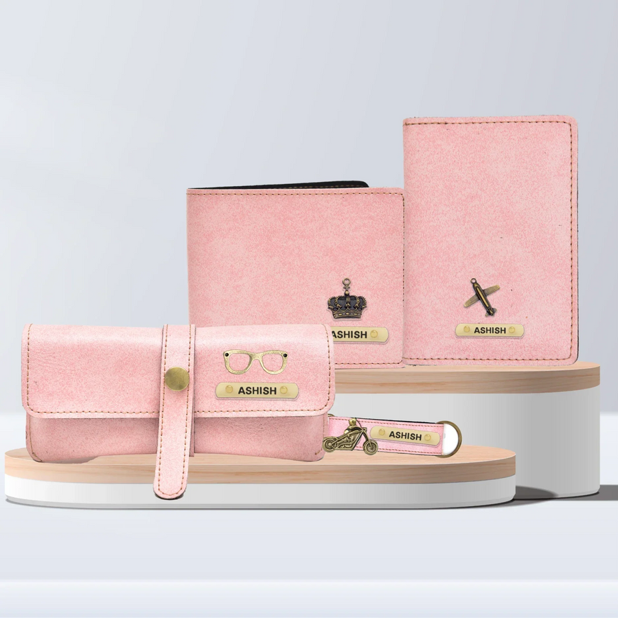 Classy Leather Customized All in One Men's Combo (4 pcs) - Pink