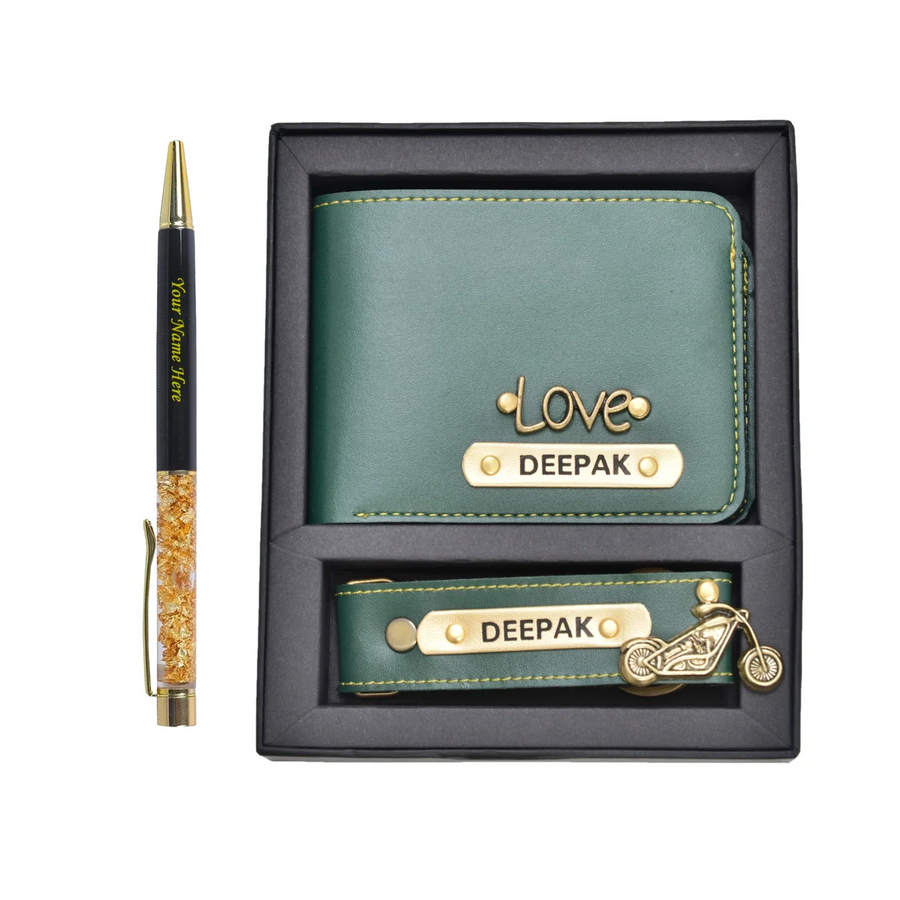 Personalised Pen & Men's Combo (2 pcs) - Olive Green
