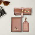 Classy Leather Customized  Frequent Traveller Combo (3 pcs) - Tan