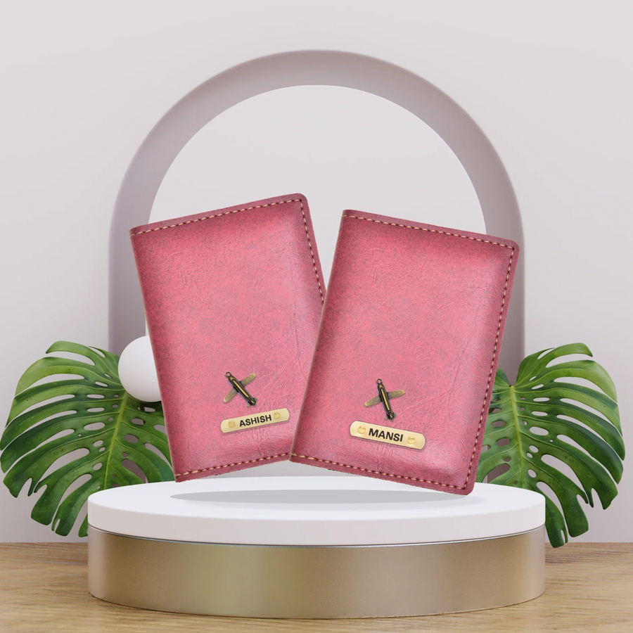 Classy Leather Customized Couple Traveller Combo (2 pcs) - Maroon