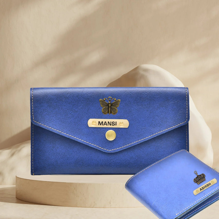 Classy Minimal Clutch + Classy Men's Wallet | Couple Gifts - Royal Blue