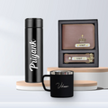 Personalized Temperature Bottle, Stainless Steel Mug & Men's Combo (2 pcs)- Brown