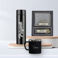 Personalized Temperature Bottle, Stainless Steel Mug & Men's Combo (2 pcs) - Grey