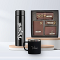 Personalized Stainless Steel Mug, Temperature Bottle & All in One Men's Combo (4 pcs) - Brown