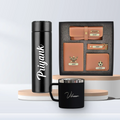 Personalised Bottle, Stainless Steel Mug  & All in One Men's Combo (4 pcs) - Tan