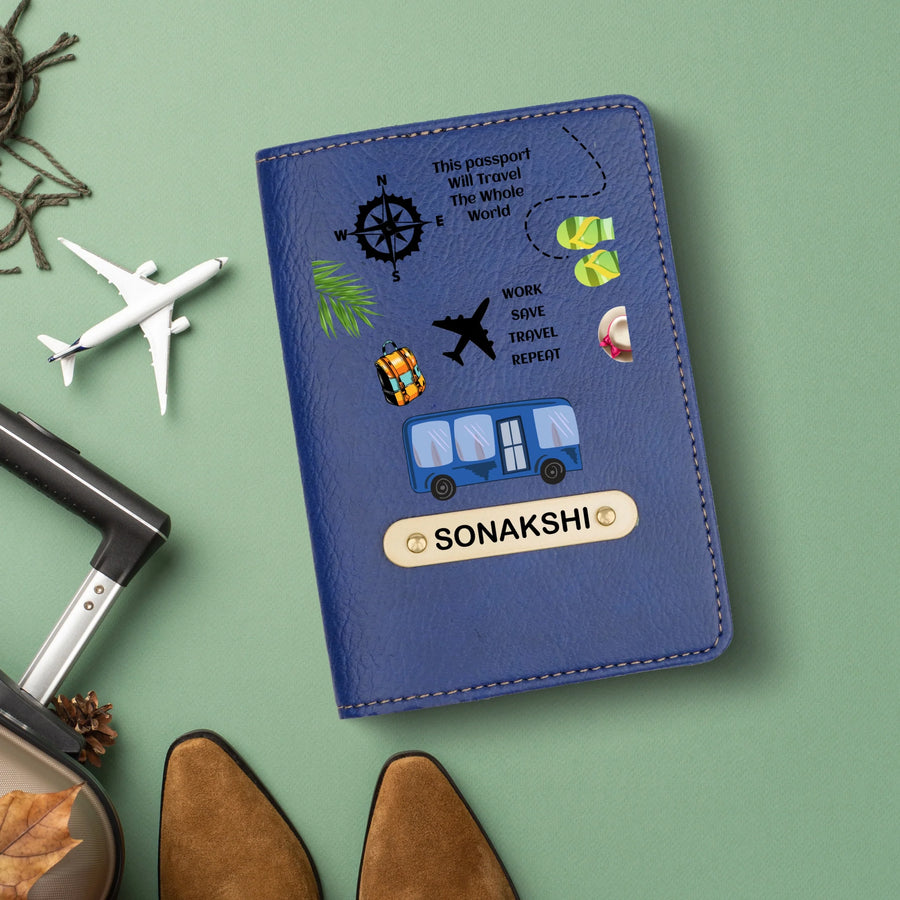 Travel Print Personalised Nexon Passport Cover 6 - Blue