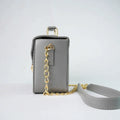 Customized Women's Leather bag (Buttoned) - Grey