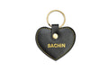 Personalized Stylish Vegan Leather Heart Keychain - Black