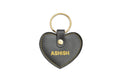 Personalized Stylish Vegan Leather Heart Keychain - Grey