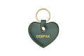 Personalized Stylish Vegan Leather Heart Keychain - Olive Green