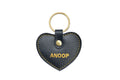 Personalized Stylish Vegan Leather Heart Keychain - Royal Blue