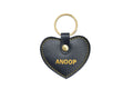 Personalized Stylish Vegan Leather Heart Keychain - Royal Blue