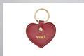 Personalized Stylish Vegan Leather Heart Keychain - Wine