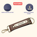 Personalized Nexon Leather Keychain with Hook - Brown
