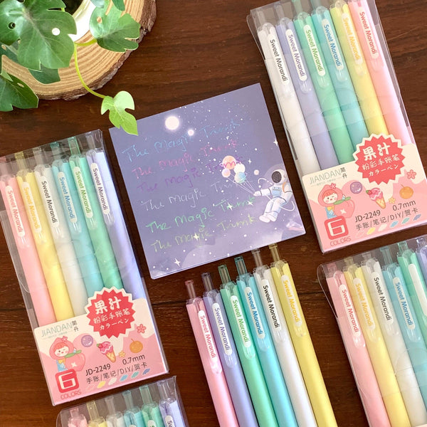 Morandi Pastel Color Gel Pen Set ( 6 pcs )