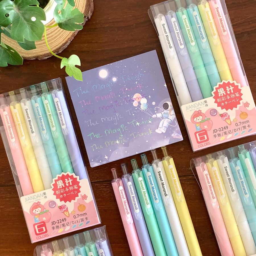 Morandi Pastel Color Gel Pen Set ( 6 pcs )