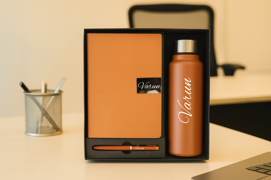 Nexon Diary+ Classic Metal Pen+ Classic Stainless Steel Bottle -Tan
