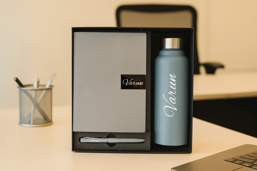 Nexon Diary+ Classic Metal Pen+ Classic Stainless Steel Bottle -Grey