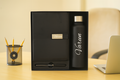 Metal Flip Diary+ Classic Metal Pen+ Classic Stainless Steel Bottle -Black