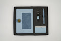 Dual Shade Diary + Classic Metal Pen + Classy Leather Metal Keychain +Classy Card Holder - BLUE
